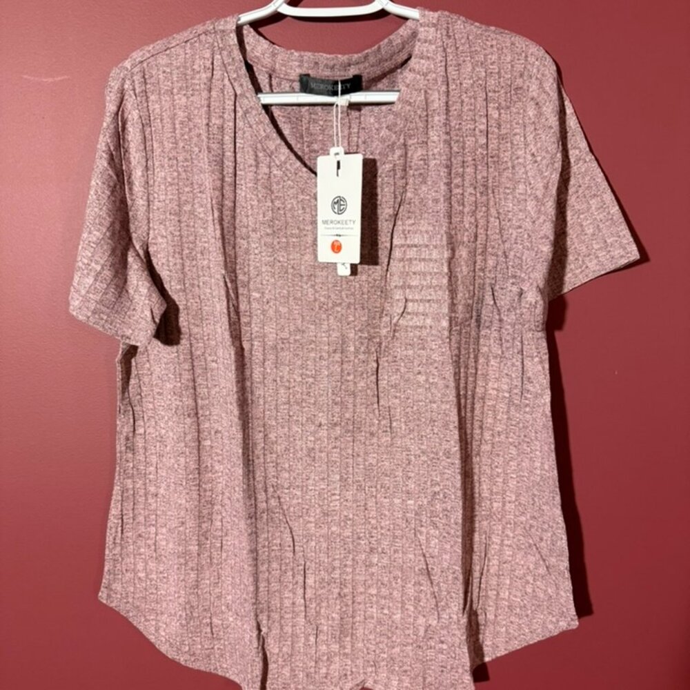 Merokeety Large Women's Blouse - Red - Large